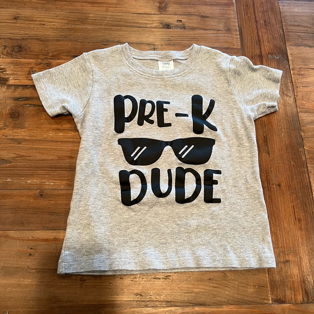 Gray Pre-K Dude Kids Screenprinted T-Shirt